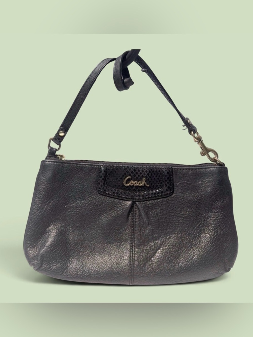 Vintage Coach Black Leather Mini Wristlet